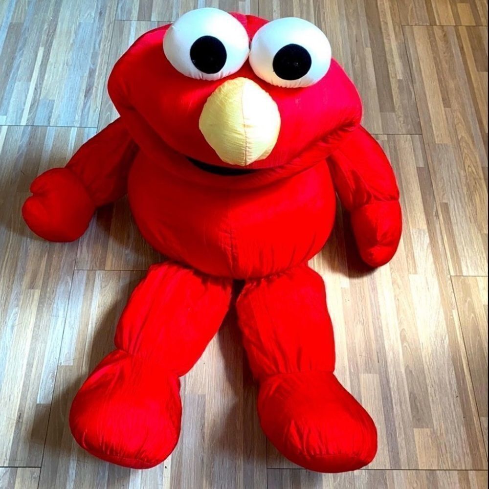 Jumbo Elmo Sesame Street large plush 90s vintage red parachute material plush